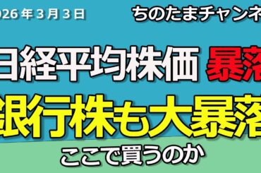 日経平均株価が暴落。銀行株も大暴落か。メガバンクがダメ。INPEX石油も弱い。商船三井が耐えているが。ニデックが膿を出し尽くしました。