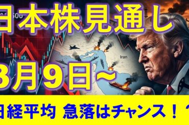 日本株見通し 3月9日～ 日経平均は急落は買い！？グロース市場に資金流入！