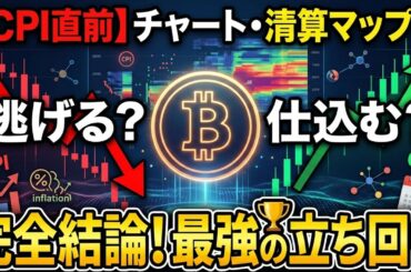 【仮想通貨 ビットコイン】逃げるか？仕込むか？チャートと清算マップが完全論破する「CPI直前・最強の立ち回り」（朝活2091）