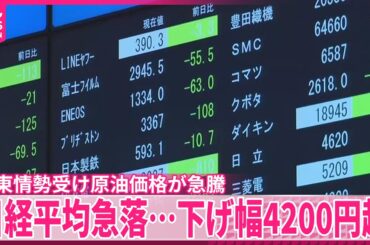 【日経平均】中東情勢悪化から7000円以上の下落  今後の日本経済への影響は…【中継】