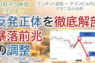 下落2波の反発を徹底解説｜その後“暴落3波”へ【日経平均株価予想3/12～】｜ピックアップ個別株：メルカリ
