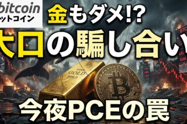 【仮想通貨 ビットコイン】なぜ有事なのに「金」も上値が重い？クジラが仕掛ける世紀の騙し合いと今夜のPCEの罠（朝活2095）