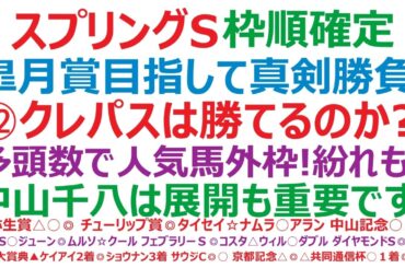 スプリングステークス2026枠順確定　皐月賞目指して真剣勝負！⑫クレパスキュラーは勝てるのか？！多頭数で人気馬外枠！紛れもある？中山芝1800mは、展開も重要です。