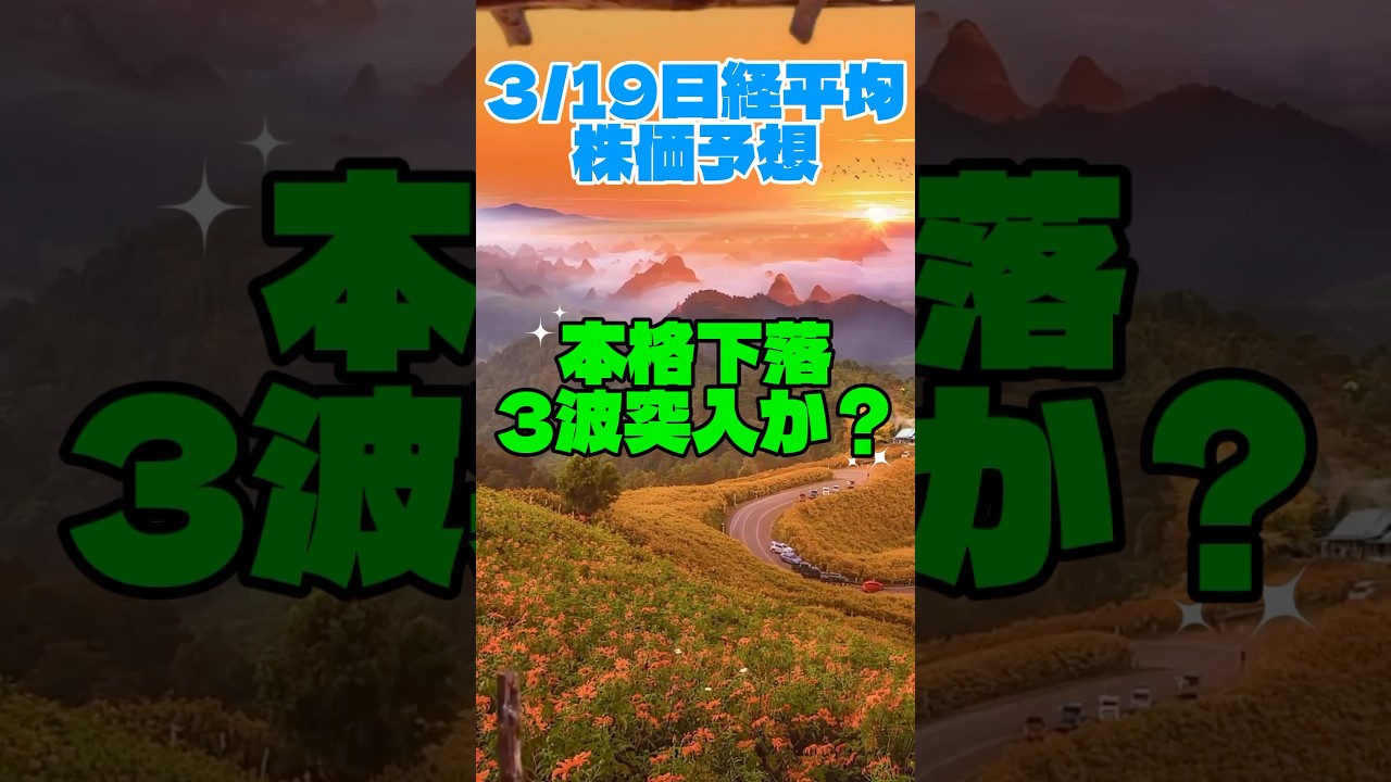 本格下落3波突入か【3/19日経平均株価予想】 本格下落3波突入か【3/19日経平均株価予想】