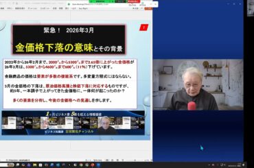 ■緊急！！　3月の金価格急落の意味と背景：2025年から約2倍に上がってきた金価格が、ホルムズ海峡封鎖の3月には12％下がっています。金価格急落の意味、背景、今後の予想を解説します。