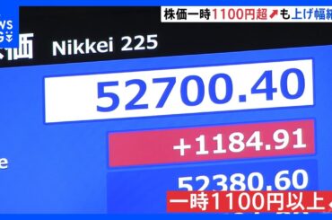 日経平均 一時1100円超上昇　中東情勢悪化への警戒感が後退 “トランプ大統領の発言に左右される状況続く”との見方も｜TBS NEWS DIG