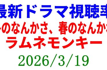 ラムネモンキー 杉咲花 ばけばけ！視聴率速報☆2026年3月19日