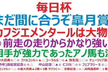 毎日杯2026予想　まだ間に合うぞ皐月賞！カフジエメンタールは大物なのか？！◎前走の走りから、かなり強い馬です。これまでの対戦相手が強敵であった、あの馬にも警戒が必要です。
