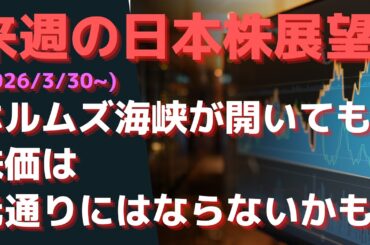 来週の日本株展望(2026/3/30~)  ホルムズ海峡が開いても株価は元通りにはならないかも
