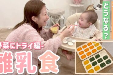 【離乳食 野菜編】キッチンが使えない中でも離乳食づくり！ゆめ初めてのにんじん🥕まさかの反応でした😳