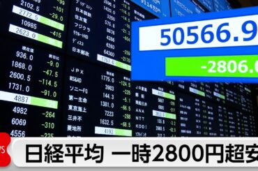 日経平均株価 一時2800円超下落　円安進行に財務官「そろそろ断固たる措置も必要」