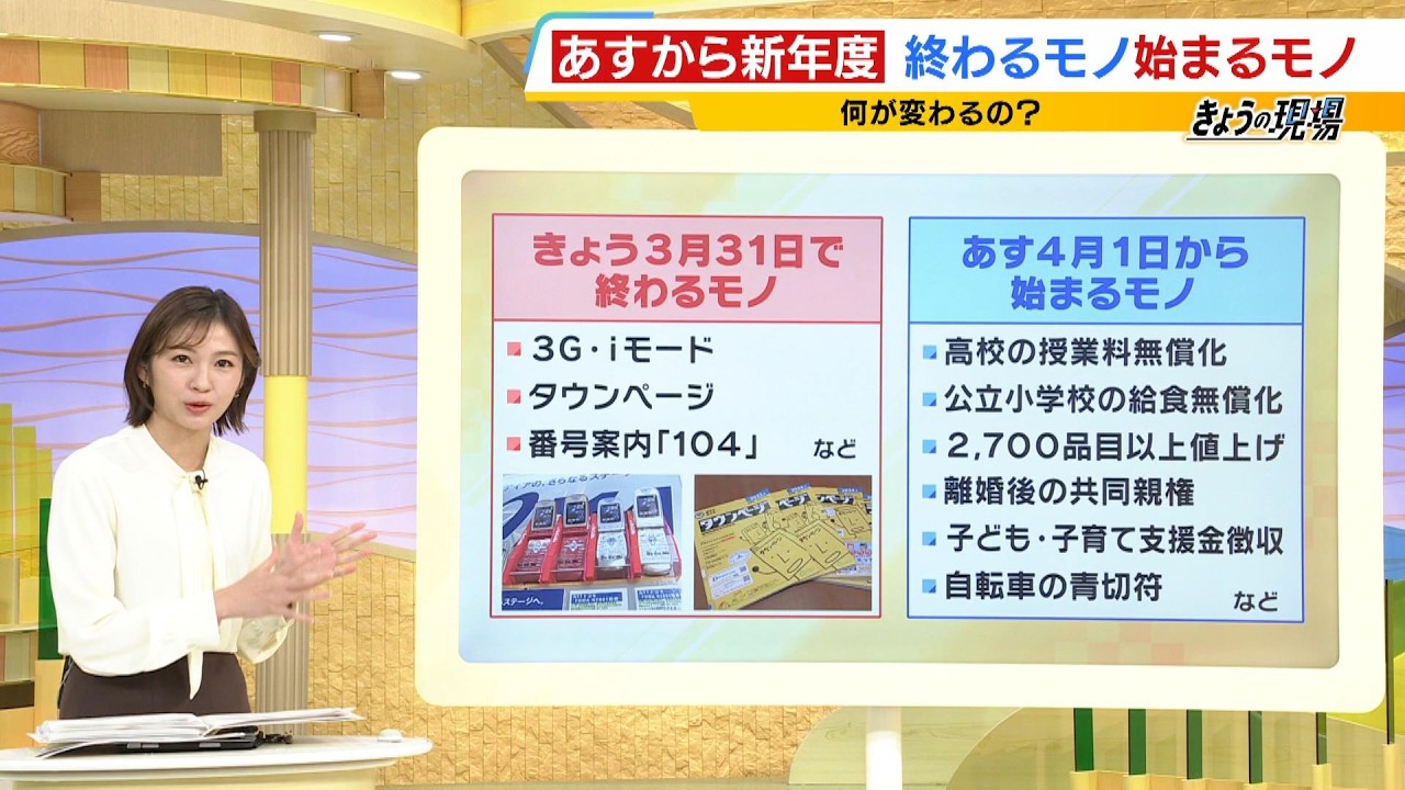 【4月から何が変わる?】自転車の交通違反に“青切符”導入や2700品目以上の“値上げ” 「3G・iモード」がきょう終了(2026年3月31日) 【4月から何が変わる?】自転車の交通違反に“青切符”導入や2700品目以上の“値上げ” 「3G・iモード」がきょう終了(2026年3月31日)