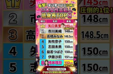 橋本環奈も！？実物は驚くほど小柄な女性芸能人ランキング