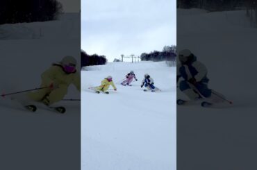 栗山未来×森田昂也×森田優香でカービングショートターン！#shorts #skiing #carving