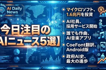 マイクロソフトが日本へ1.6兆円の超巨額投資！「AI社員」の登場で働き方はどう変わる？最新AIニュース5選