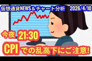 【今夜21:30、CPIでの乱高下にご注意を！】本日の相場分析は「BTC・MON・メタプラネット」2026/4/10