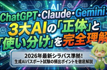 【2026年最新】生成AIパスポート対策・完全版！3大AIの違いと実務活用を徹底解説