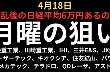 【日経平均株価6万円を見る覚悟はあるか】チャートで見る月曜の注目銘柄｜三菱重工業、川崎重工業、IHI、三井E&S、レーザーテック、キオクシア、JX金属、住友金属鉱山、AIメカテック、テラ、パワーX等