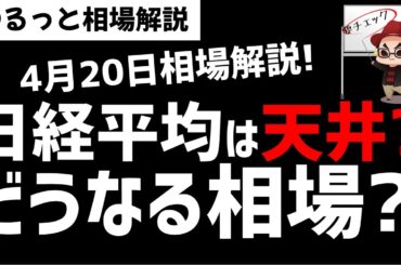 【4月20日のゆるっと相場解説】日経平均株価はW天井つけるのか？どうなる今度の日経平均株価は？ズボラ株投資