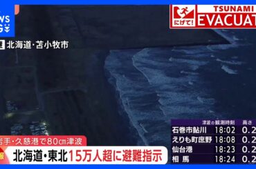 【速報】青森で最大震度5強の地震　北海道・青森・岩手に津波警報　震源は三陸沖・深さ10キロ・推定M7.5　階上町で震度5強、八戸市などで5弱｜TBS NEWS DIG