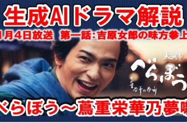 【べらぼう～生成AIドラマ解説】　べらぼう～蔦重栄華乃夢噺　１月４日放送回のドラマ内容について解説