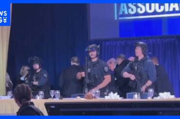 【速報】トランプ大統領出席の夕食会で銃声とみられる複数回の大きな音　トランプ氏は退避し無事　自ら記者会見へ｜TBS NEWS DIG