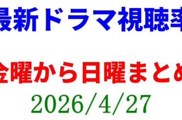 金曜～日曜 視聴率まとめ！視聴率速報☆2026年4月27日