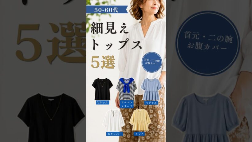 【シニアファッション】50代60代の夏の細見え神トップス5選| 首元・二の腕・お腹カバー#60代 #50代 #ファッション #シニア#シニアライフ