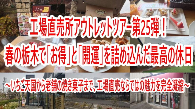 【工場直売】栃木アウトレットツアー！いちご食べ放題＆和洋菓子を爆安ゲット【第25弾】【栃木県】2026年3月 4K動画 音声有り