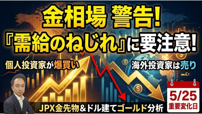 【金相場】JPX金先物の需給に異変？最新の投資部門別手口から読み解く今後のシナリオ