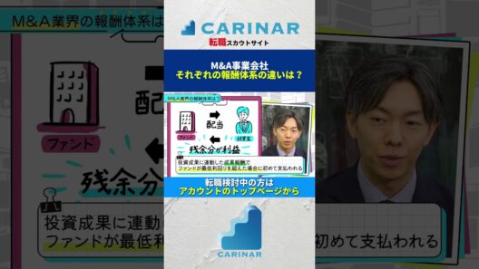 【M&A事業会社それぞれの報酬体系の違いは？】#carinar #キャリナー