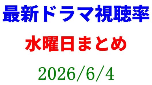 水曜日のドラマまとめ☆視聴率速報☆2026年6月4日