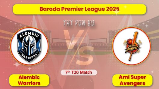 Alembic Warriors vs Ami Super Avengers | Baroda Premier League | Live Score Streaming & Updates 2026