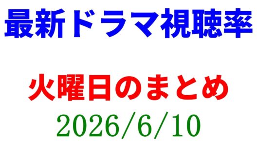 火曜日ドラマ視聴率まとめ☆視聴率速報☆2026年6月10日