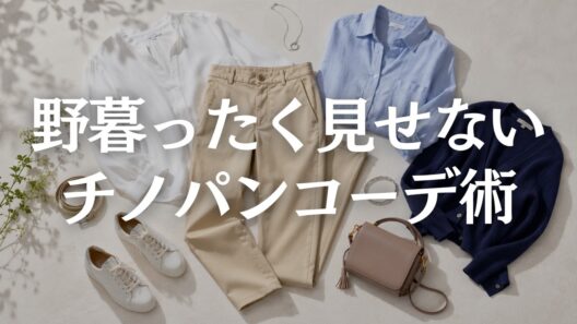 【60代ファッション】チノパンが野暮ったく見える原因5選｜近所着に見せない上品カジュアルのコツ
