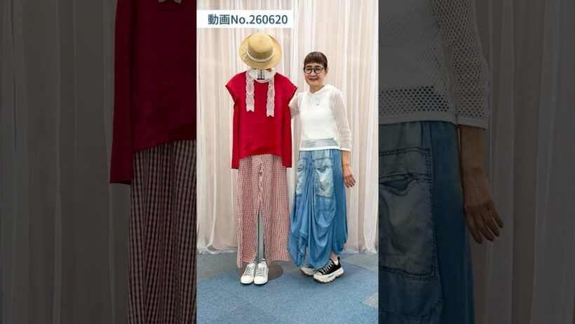 【万能リネントップスコーデ】夏に映える赤トップスでプリマ流着回しコーデ #laprimavera #ファッション#コーディネート#リネン