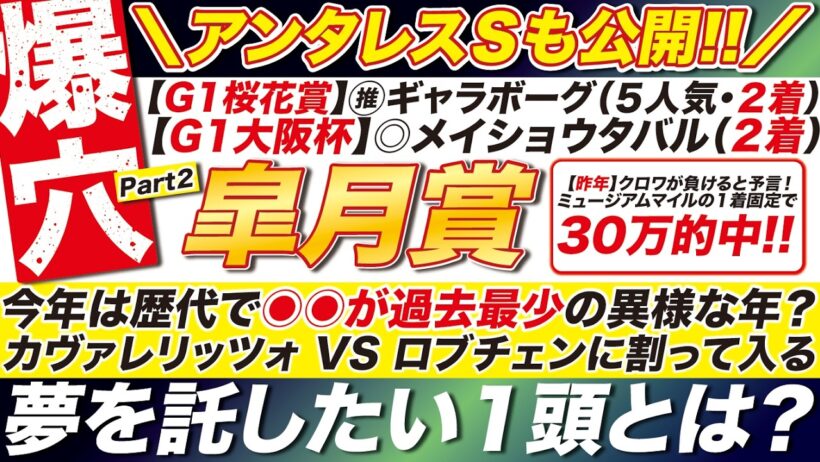 🎯アンタレスＳも公開→【皐月賞2026予想】今年は歴代で◉◉が過去最少の異様な年？カヴァレリッツォ VS ロブチェンに割って入る！度肝を抜く１頭とは？