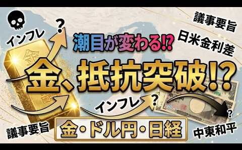 目立った材料が無くとも、金は抵抗を突破か！？【金相場】