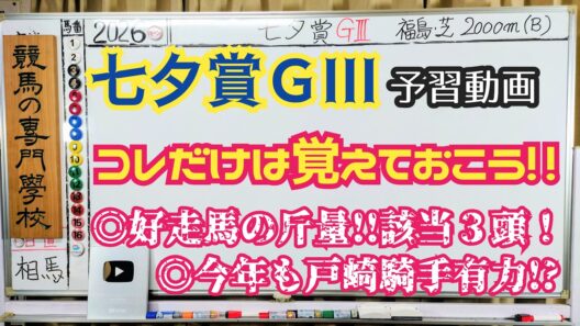 【七夕賞2026】予習動画 ズバリこの斤量の馬に注目！！