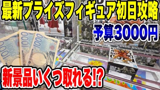 【クレーンゲーム】最新プライズ初日攻略！予算3000円で新景品はいくつ取れる！？🔥