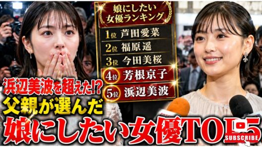 【衝撃】父親が本気で娘にしたい20代女優ランキング！浜辺美波を超えた第4位とは？芦田愛菜・福原遥・今田美桜・芳根京子の魅力に世界中が感動