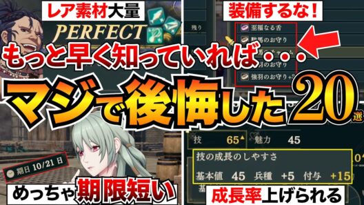 【FE万紫千紅】知らないと損!?後悔しないためにやるべき20選/サブクエストの期限/外伝/上級手形/動物のお世話など
