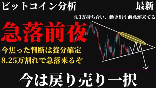 【重要⚠️】ビットコイン、この持ち合いは"急落の前兆"。8.25万ドル割れで始まる下落シナリオと今狙うべき唯一の価格とは《 仮想通貨 暗号通貨 ビットコイン BTC FX 》