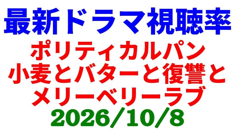 仮面教師 第1話 2.5% 水曜日のまとめ！視聴率速報☆2026年10月8日