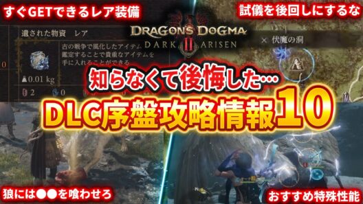【ドグマ２DLC】序盤知るべき攻略情報１０！レア装備簡単GET、間違えやすい攻略順序、狼の使い方、おすすめ特殊性能【Dragon's Dogma 2 : Dark Arisen】