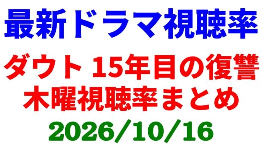 ダウト 木曜日の視聴率まとめ！視聴率速報☆2026年10月16日