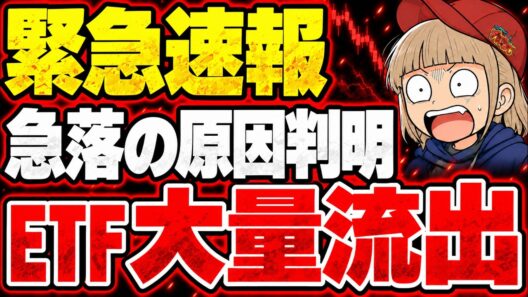 【速報】ビットコイン急落、ETFから6.3億ドル流出！過去のデータから反転の条件を探せ！